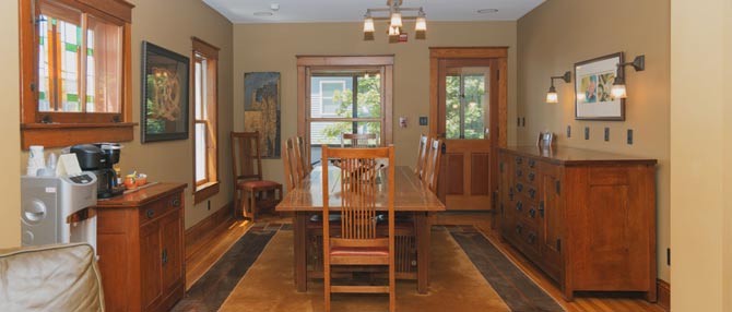 Common dining area with coffee and tea service